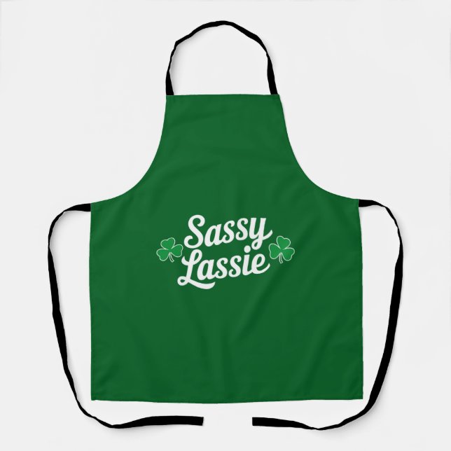 St Patricks Day Sassy Lassie Funny Irish  Apron (Front)