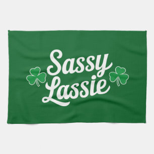 St Patricks Day Sassy Lassie Funny Irish  Kitchen Towel