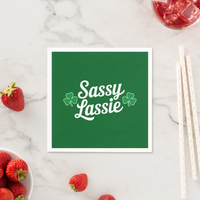 St Patricks Day Sassy Lassie Funny Irish  Napkins (Insitu)