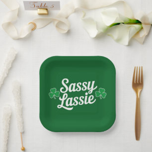 St Patricks Day Sassy Lassie Funny Irish  Paper Plates