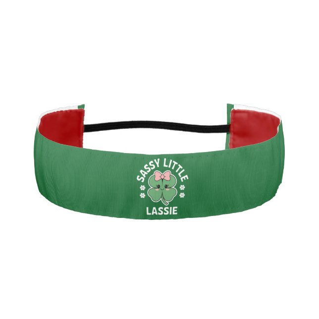 St Patricks Day Sassy Little Lassie Kids Girl Athletic Headband (Front)