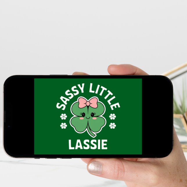 St Patricks Day Sassy Little Lassie Kids Girl Card (Front Digital)