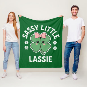 St Patricks Day Sassy Little Lassie Kids Girl Fleece Blanket