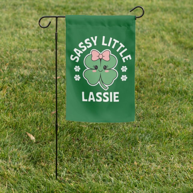 St Patricks Day Sassy Little Lassie Kids Girl Garden Flag (In SItu)