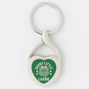 St Patricks Day Sassy Little Lassie Kids Girl Keychain