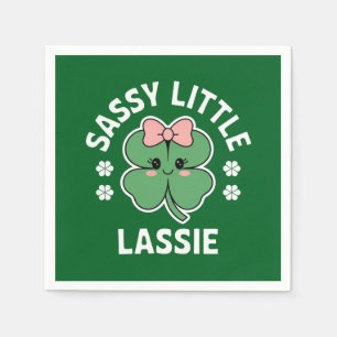 St Patricks Day Sassy Little Lassie Kids Girl Napkins
