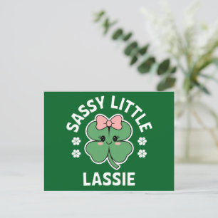 St Patricks Day Sassy Little Lassie Kids Girl Postcard