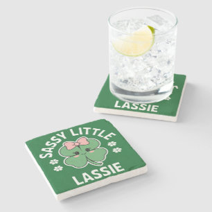 St Patricks Day Sassy Little Lassie Kids Girl Stone Coaster