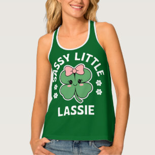St Patricks Day Sassy Little Lassie Kids Girl Tank Top