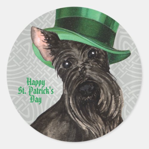 St Patricks Day Scottish Terrier Classic Round S Classic Round Sticker
