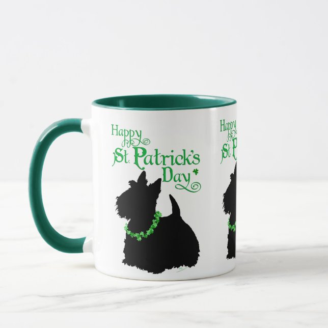 St Patrick's Day Scottish Terrier Mug (Left)