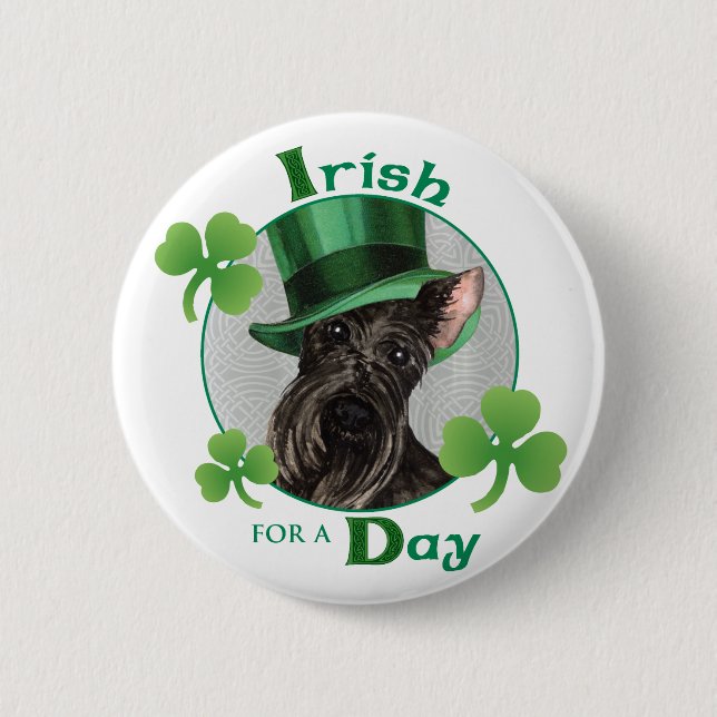 St. Patrick's Day Scottish Terrier Pinback Button (Front)