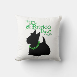 St Patrick's Day Scottish Terrier Throw Pillow