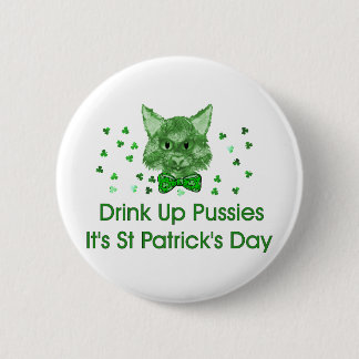 St Patrick's Day Scrapper Cat Pinback Button