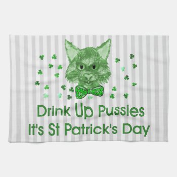 St Patrick's Day Scrapper Cat Towel by orsobear at Zazzle