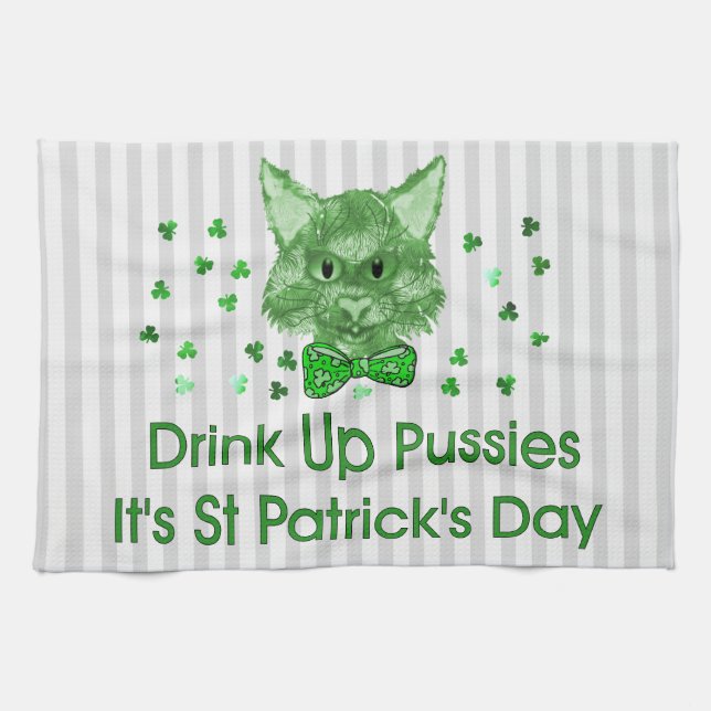 St Patrick's Day Scrapper Cat Towel (Horizontal)