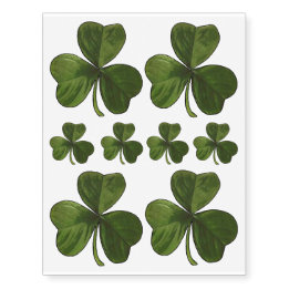 St Patrick's Day Set of 8 Irish Green Shamrocks Temporary Tattoos