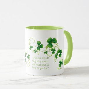 St. Patrick's Day Shamrock  and Irish Blessing Mug