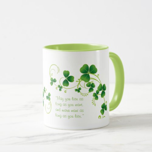 St Patricks Day Shamrock  and Irish Blessing Mug
