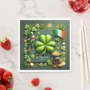 St. Patrick's Day Shamrock and Leprechaun Napkins