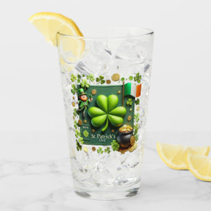 St. Patrick's Day Shamrock and Leprechaun Pint Glass