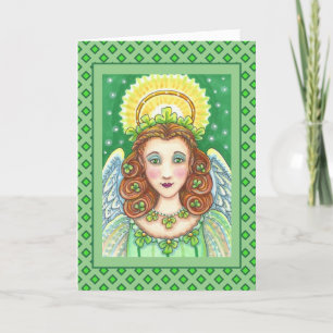 ST. PATRICK'S DAY SHAMROCK ANGEL, IRISH BLESSINGS HOLIDAY CARD