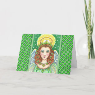 ST. PATRICK'S DAY SHAMROCK ANGEL, IRISH BLESSINGS HOLIDAY CARD