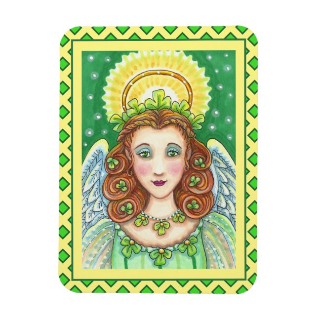 ST. PATRICK'S DAY SHAMROCK ANGEL, IRISH BLESSINGS MAGNET (Vertical)