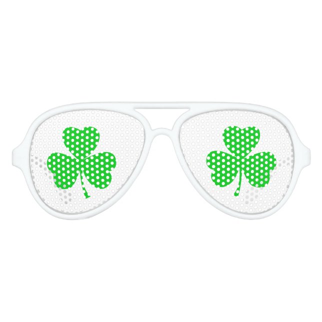 St Patricks Day Shamrock Aviator Sunglasses (Front)