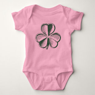 St. Patrick's Day Shamrock Baby Pink Bodysuit
