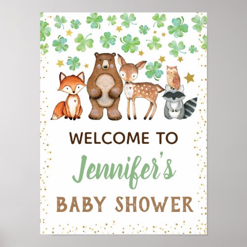 St Patricks Day Shamrock Baby Shower Welcome Sign