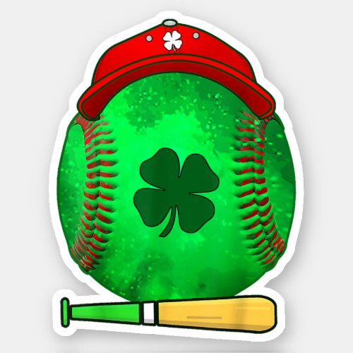 St Patricks Day Shamrock Baseball Saint Paddys Day Sticker