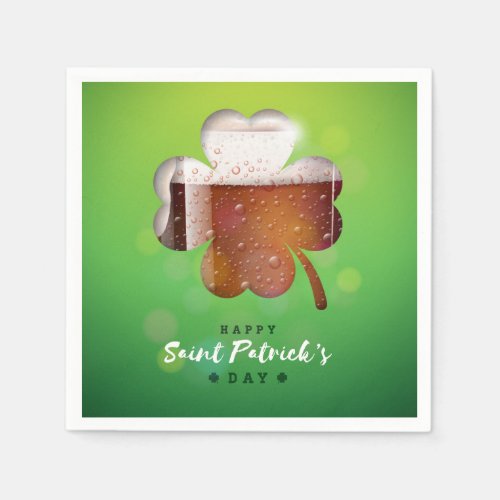 St Patricks Day Shamrock Beer Napkins