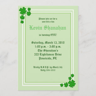 St. Patrick's Day Shamrock Birthday Invitation 5x7