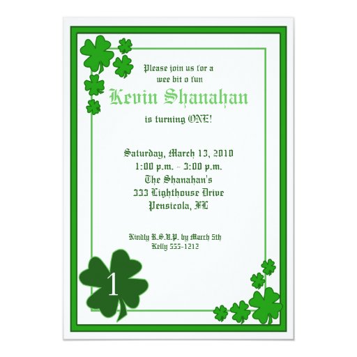 Shamrock Birthday Invitations 1