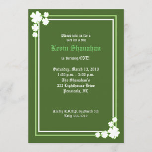 St. Patrick's Day Shamrock Birthday Invitation 5x7