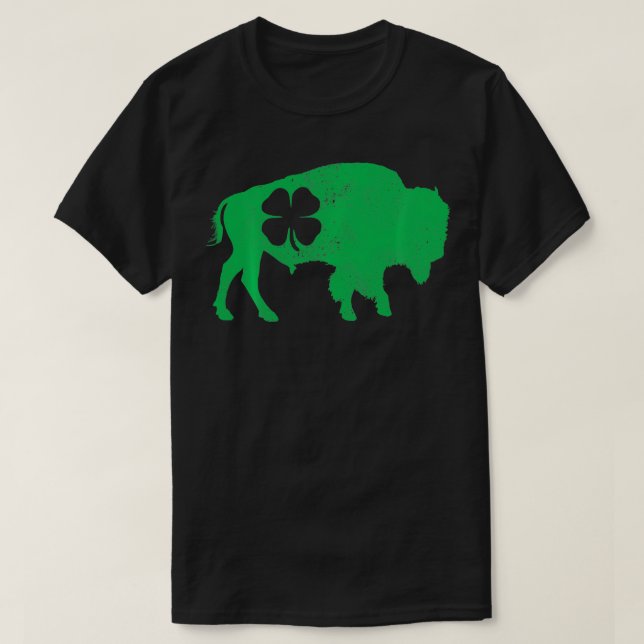 St Patricks Day Shamrock Bison Buffalo Saint Paddy T-Shirt (Design Front)