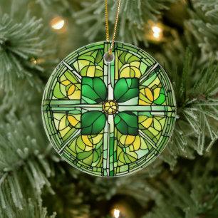 St Patricks Day Shamrock Ceramic Ornament
