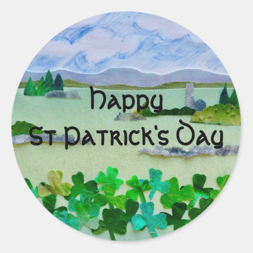 St Patricks Day Shamrock Classic Round Sticker