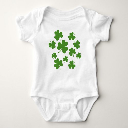 St Patricks Day Shamrock Clover Pattern Baby Bodysuit