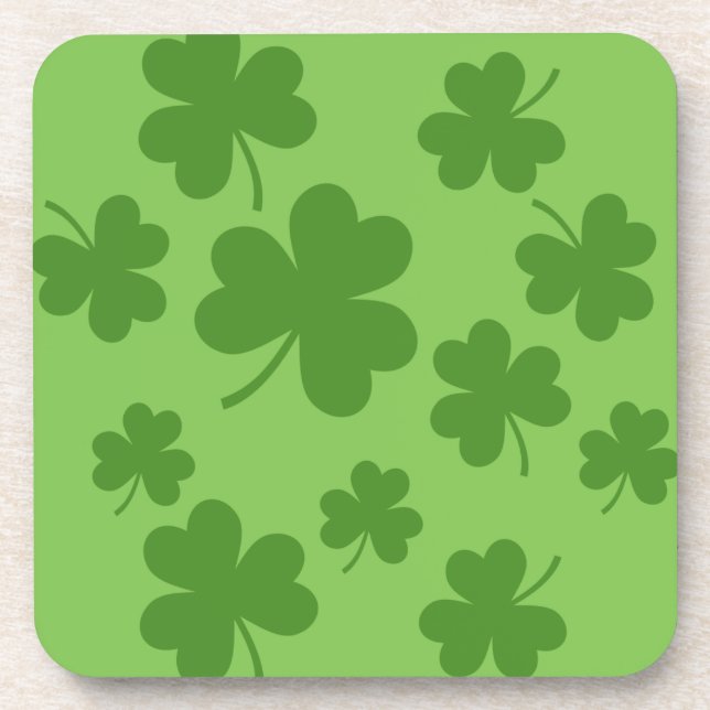St Patrick's Day Shamrock Clover Pattern Beverage Coaster (Front)