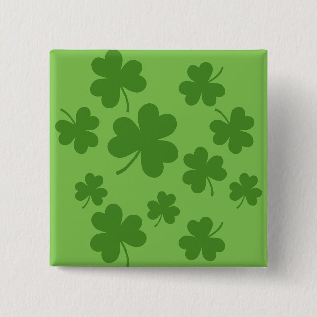 St Patrick's Day Shamrock Clover Pattern Button (Front)