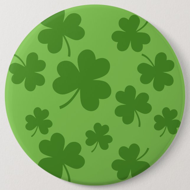 St Patrick's Day Shamrock Clover Pattern Button (Front)