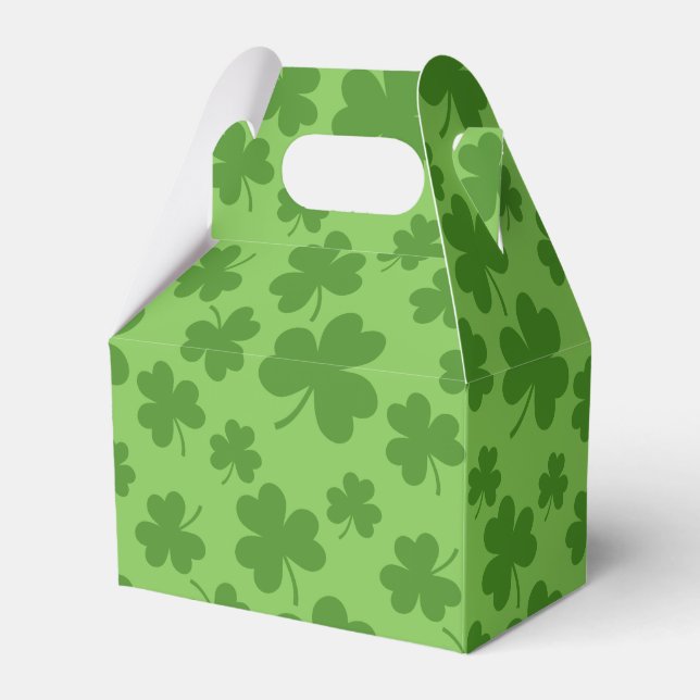 St Patrick's Day Shamrock Clover Pattern Favor Boxes (Front Side)
