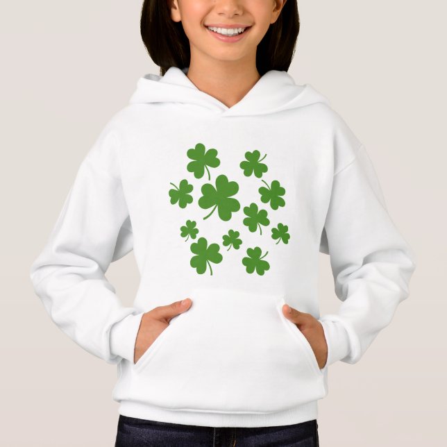 St Patrick's Day Shamrock Clover Pattern Hoodie (Front)