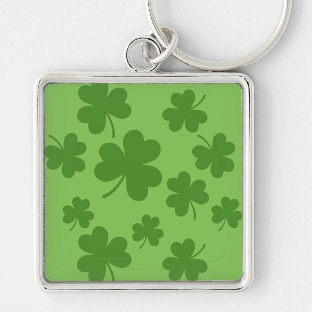 St Patrick's Day Shamrock Clover Pattern Keychain (Front)