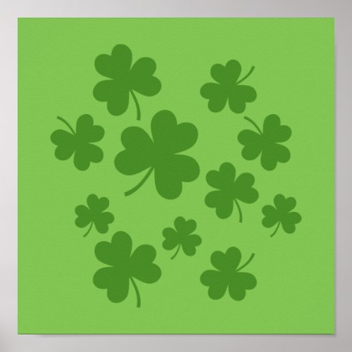 St Patricks Day Shamrock Clover Pattern Poster