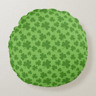 St Patrick's Day Shamrock Clover Pattern Round Pillow