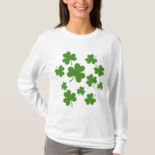 St Patricks Day Shamrock Clover Pattern T_Shirt