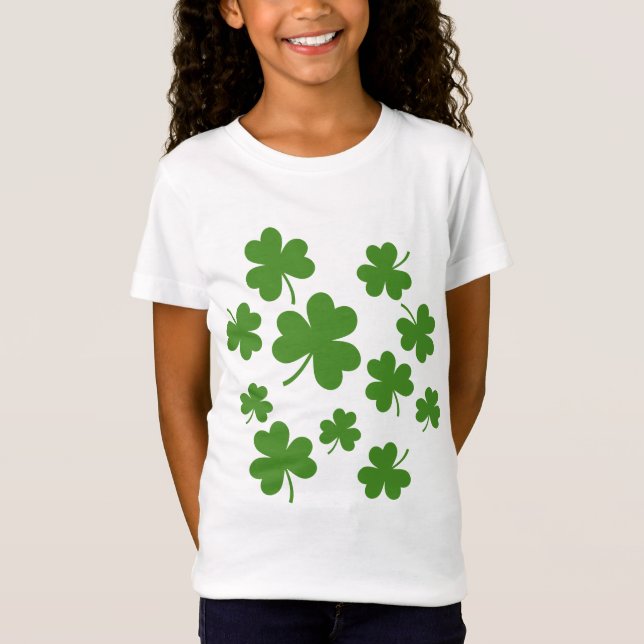 St Patrick's Day Shamrock Clover Pattern T-Shirt (Front)